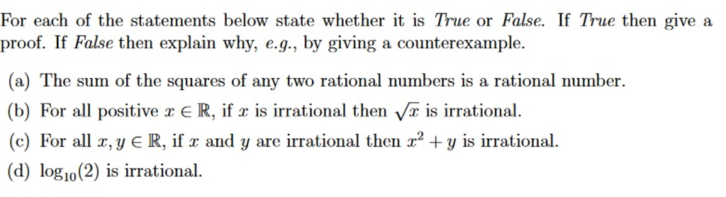 Solved For each of the statements below state whether it is | Chegg.com