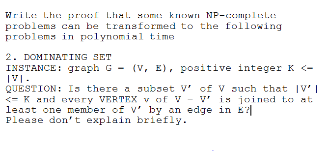 Write the proof that some known NP-complete problems | Chegg.com