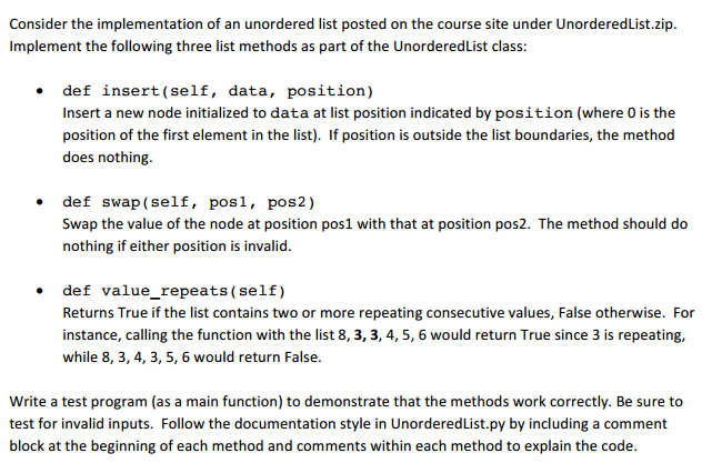 Need help with some python. class UnorderedList: | Chegg.com