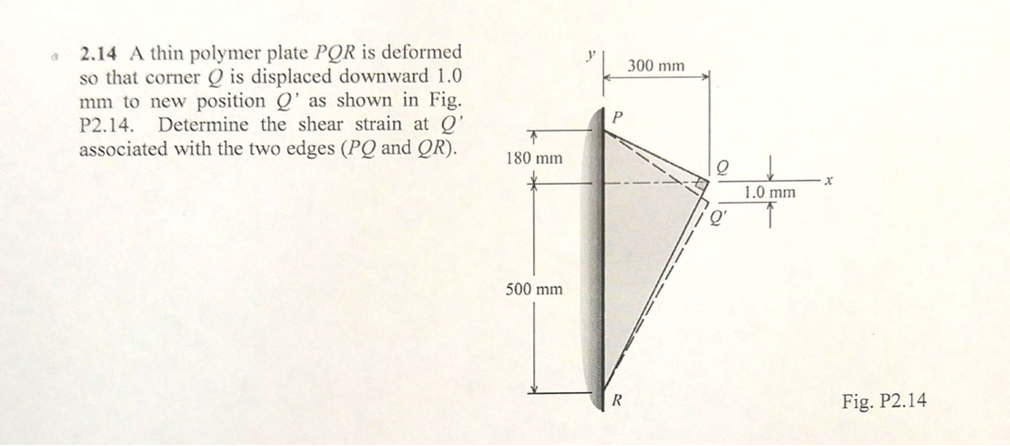 Solved A thin polymer plate PQR is deformed so that corner Q | Chegg.com