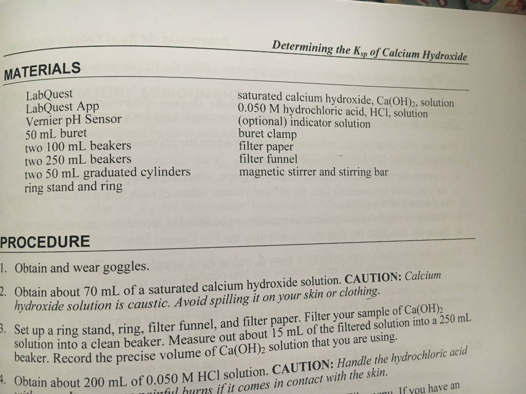 Determining The Ksp Of Calcium Hydroxide Determining Chegg Determining The Ksp Of Calcium Hydroxide Determining Chegg