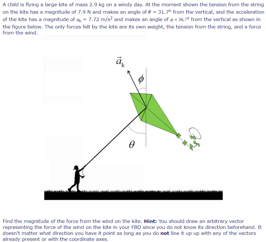 Solved A child is flying a large kite of mass 2.9 kg on a