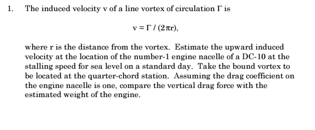 The induced velocity v of a line vortex of | Chegg.com