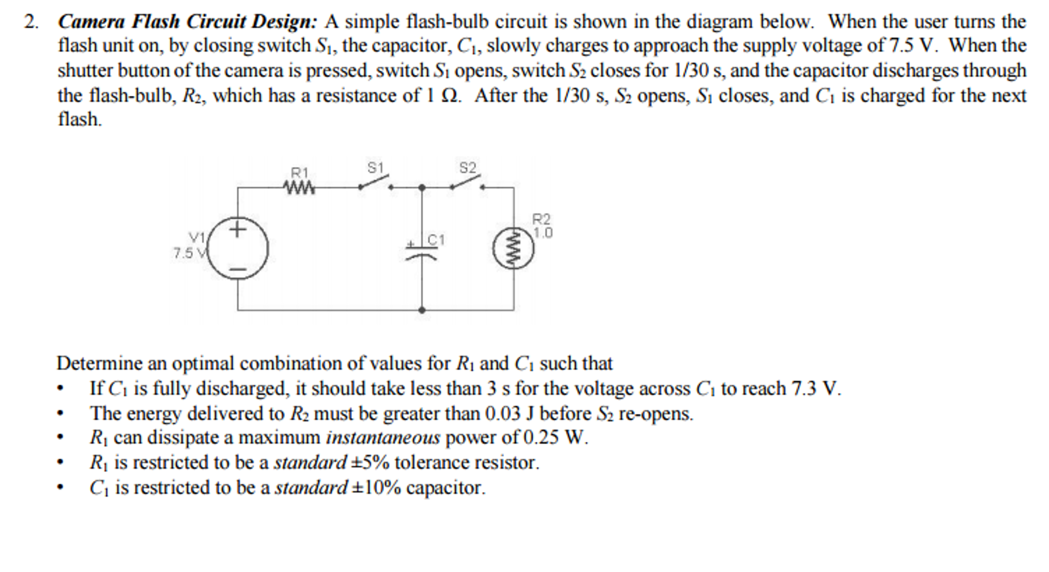 Solved Camera Flash Circuit Design A simple flashbulb