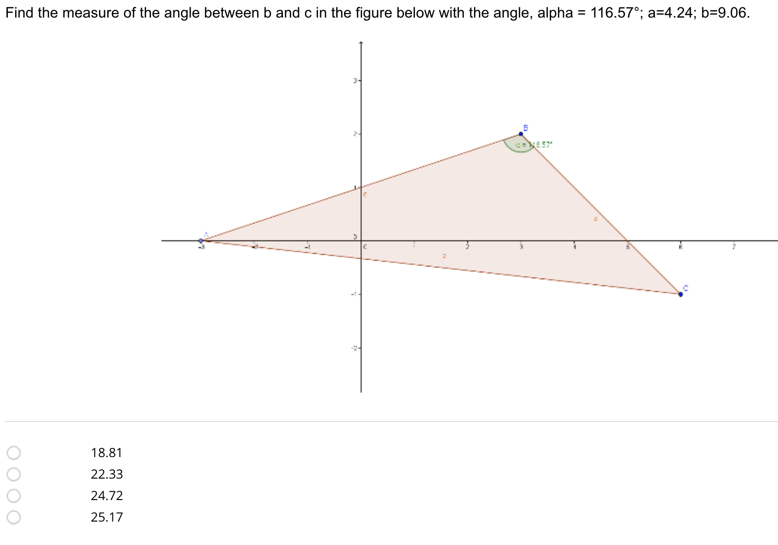 Solved Find the measure of the angle between b and c in the | Chegg.com