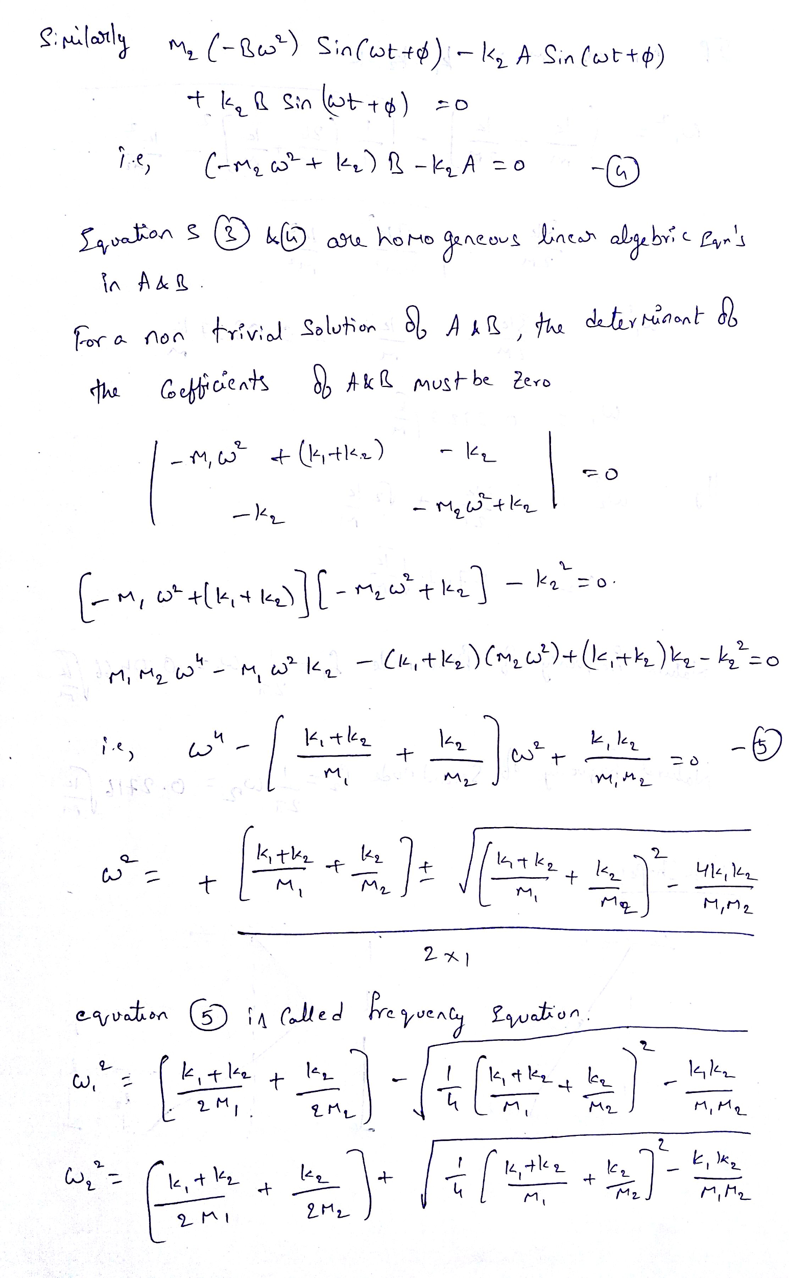 (Solved) - Find the natural frequencies and mode shapes of the system ...