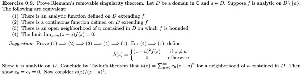 Solved Prove Riemann's removable singularity theorem. Let D | Chegg.com