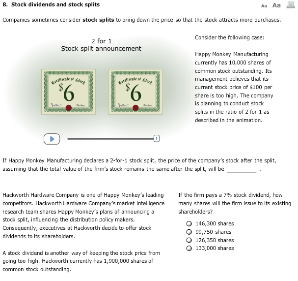 Solved Companies Sometimes Consider Stock Splits To Bring | Chegg.com