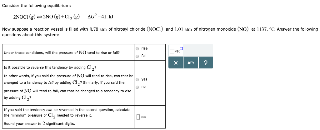 Solved Consider The Following Equilibrium 2noci G 2no G Chegg Solved Consider The Following Equilibrium 2noci G 2no G Chegg