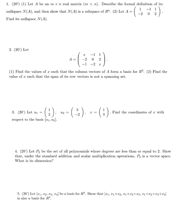 Solved Let A Be An M X N Real Matrix M 1425