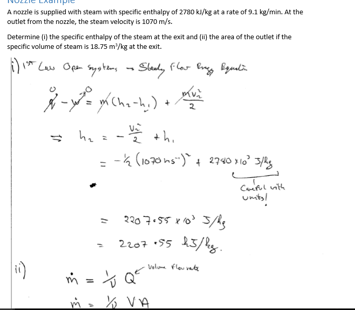 Solved A nozzle is supplied with steam with specific | Chegg.com