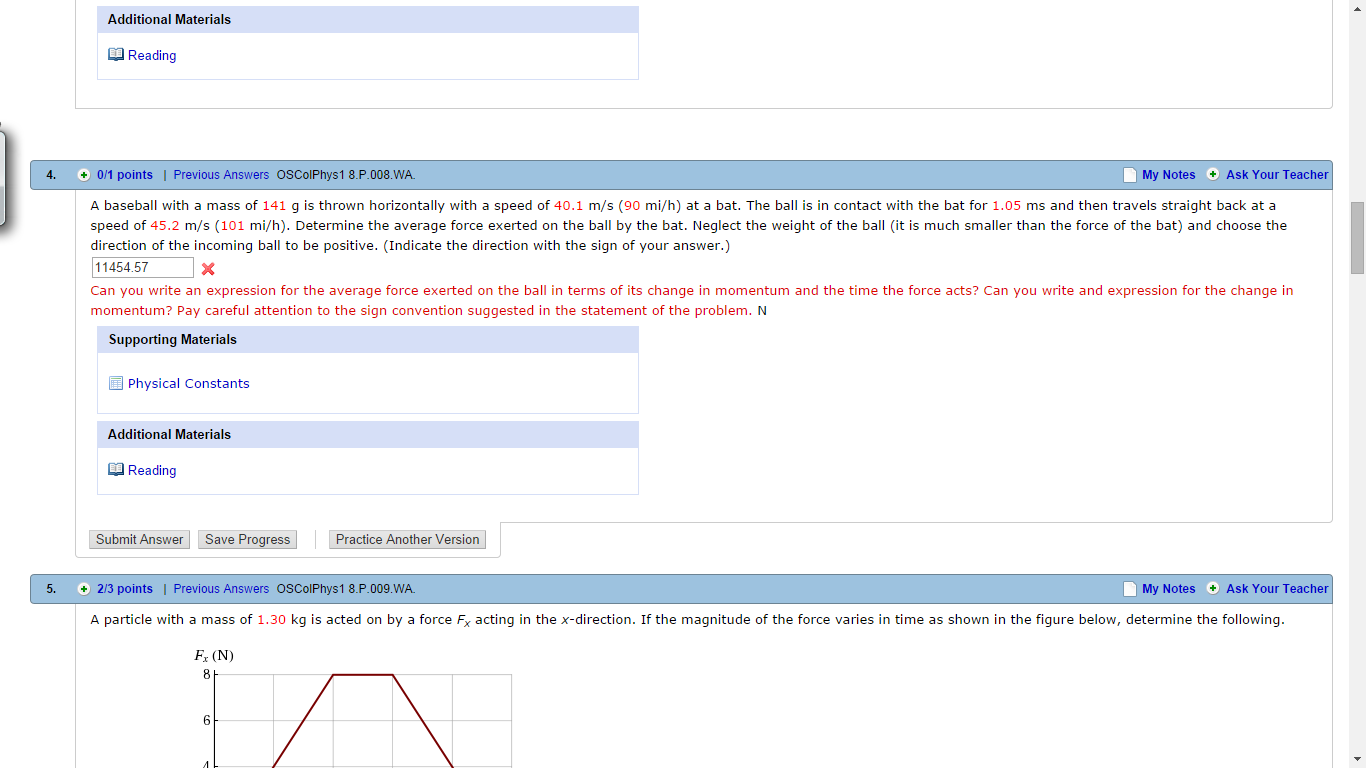 Solved A baseball with a mass of 141 g is thrown