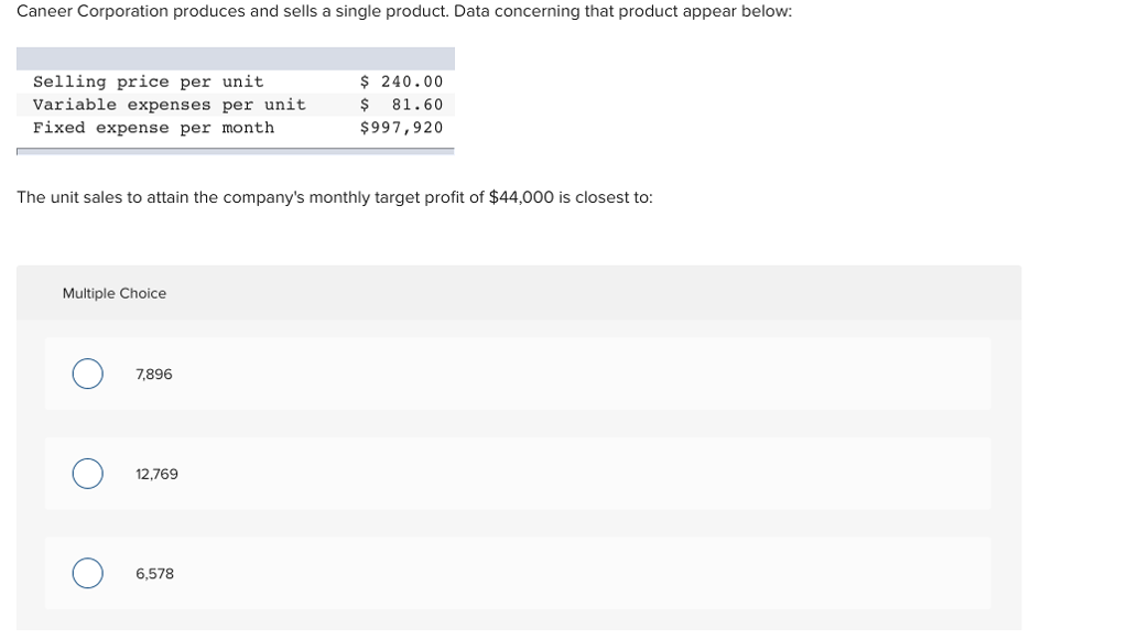 Solved Caneer Corporation produces and sells a single | Chegg.com