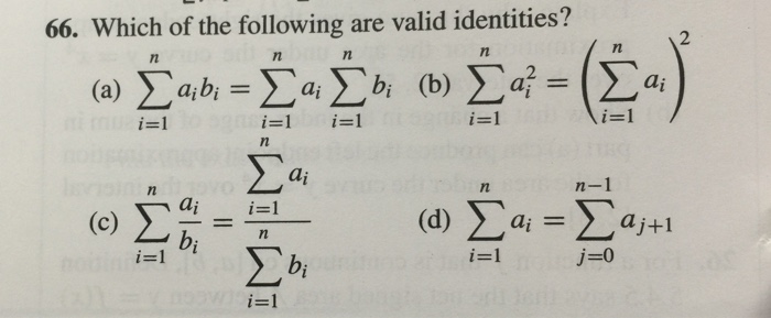 Solved Which of the following are valid identities? | Chegg.com