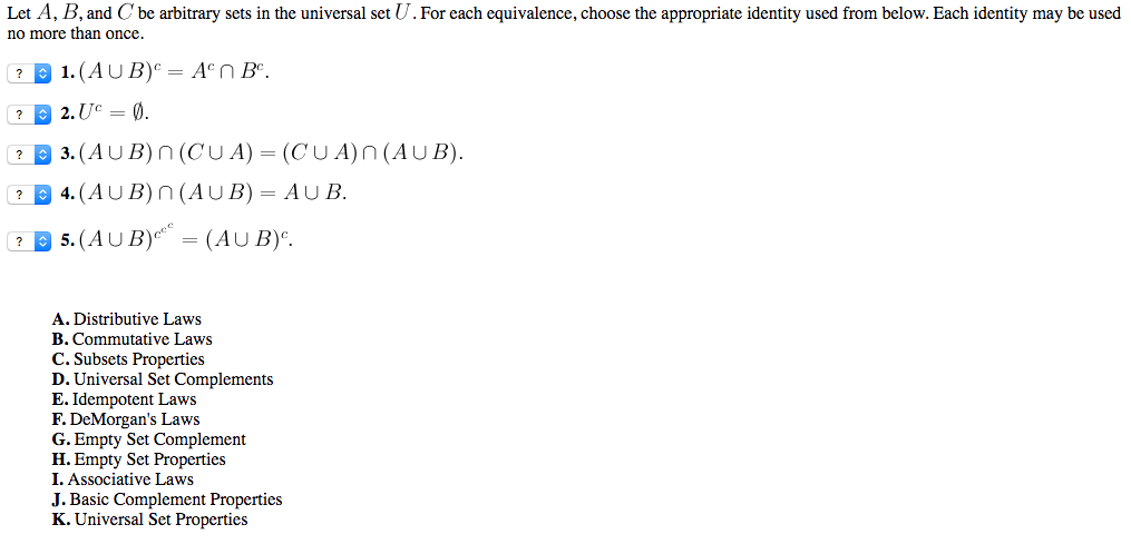 Solved Let A, B, And C Be Arbitrary Sets In The Universal | Chegg.com