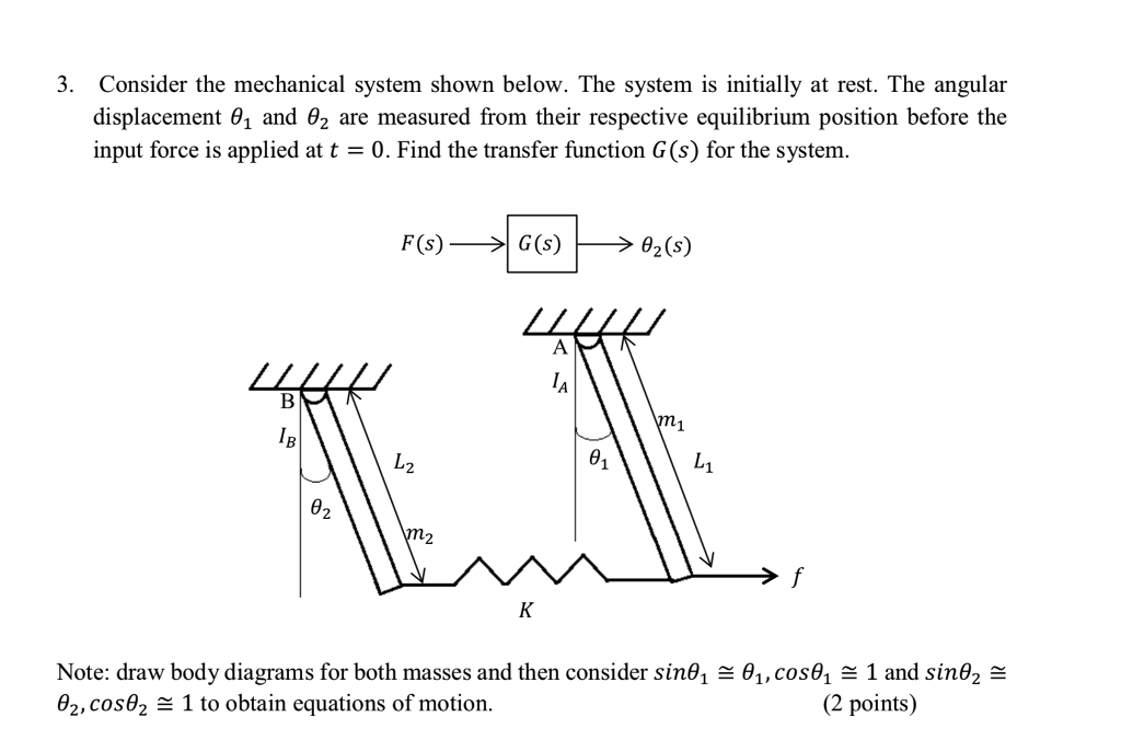 Solved 3. Consider the mechanical system shown below. The | Chegg.com
