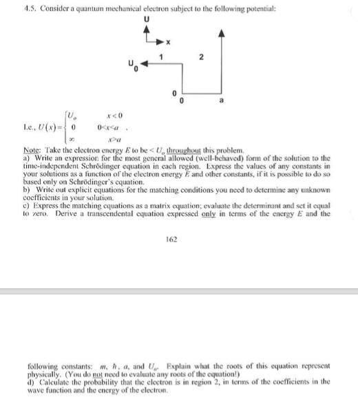Solved .5. Consider a quantum mechanical electron subject to | Chegg.com