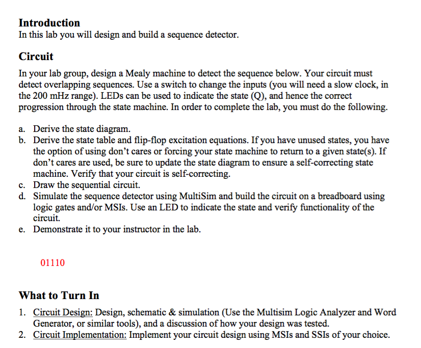Solved Introduction In this lab you will design and build a | Chegg.com