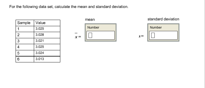 Solved For the following data set, calculate the mean and | Chegg.com