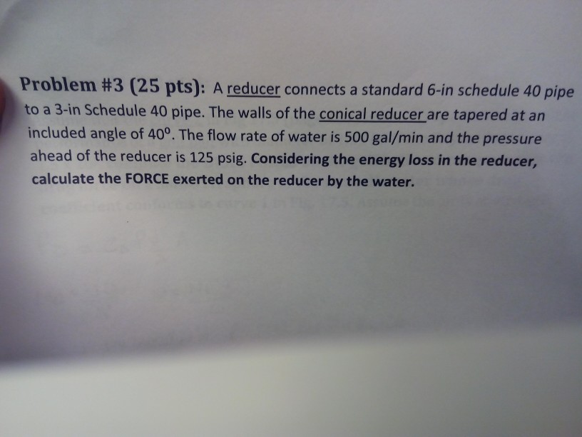 Solved A Reducer Connects A Standard 6-in Schedule 40 Pipe | Chegg.com