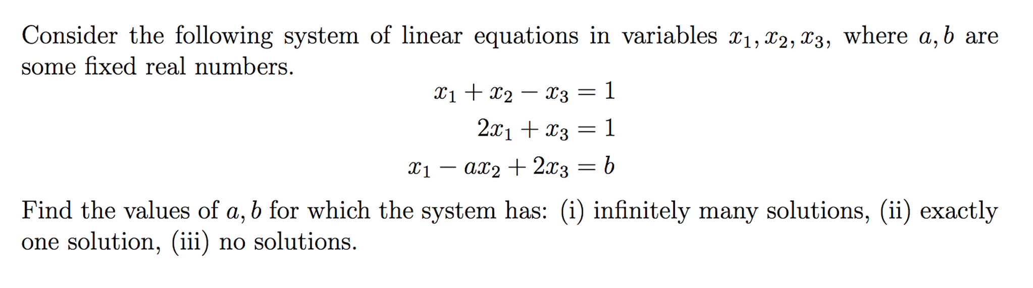 Solved Consider the following system of linear equations in | Chegg.com