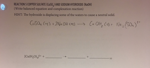 Solved Reaction 5 Copper Sulfate Cuso And Sodium