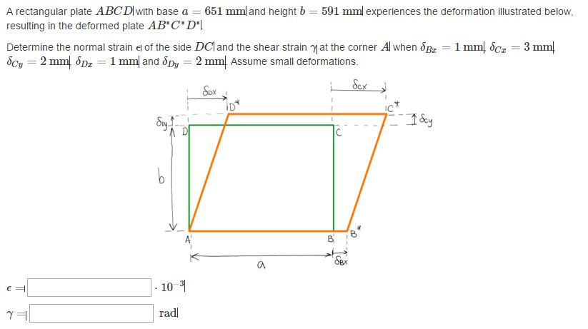 A rectangular plate ABCD| with base a = 651 mn| and | Chegg.com
