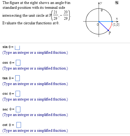 Solved The figure at the right shows an angle 0 in standard | Chegg.com