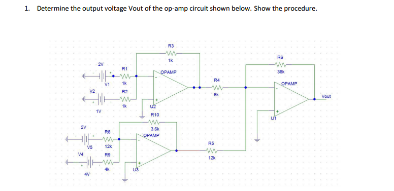 Solved Determine the output voltage Vout of the op-amp | Chegg.com