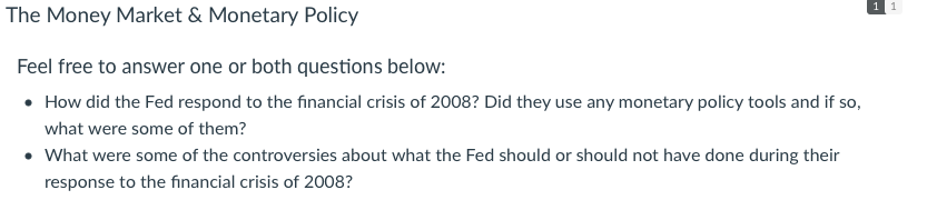Solved The Money Market & Monetary Policy Feel free to | Chegg.com
