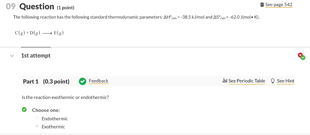 Solved 09 Question ) e See page 542 (1 point The following | Chegg.com