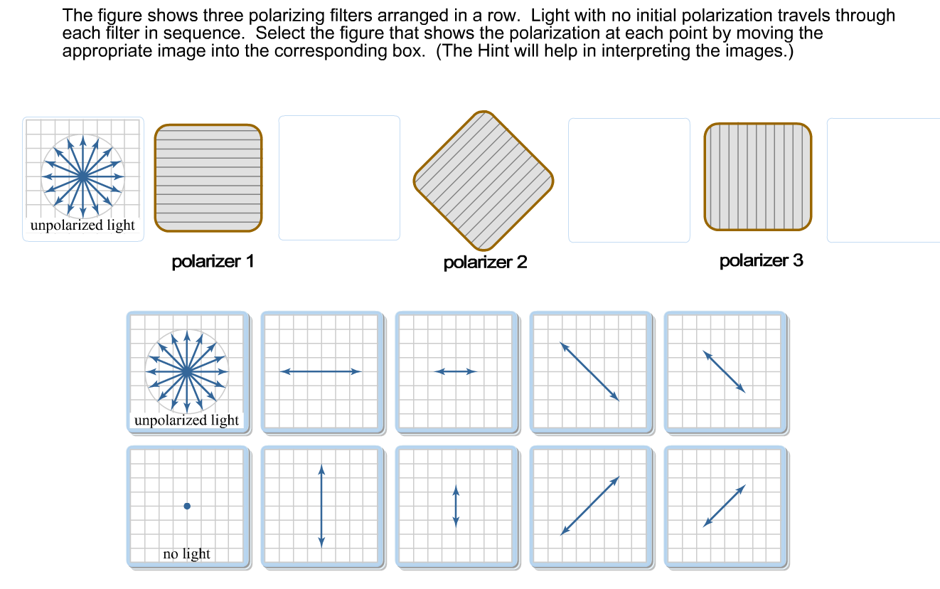 Solved The figure shows three polarizing filters arranged in | Chegg.com