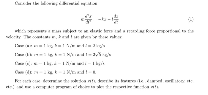 Solved Consider The Following Differential Equation 