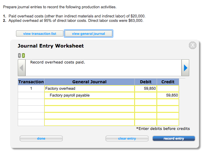 indirect labor journal entry