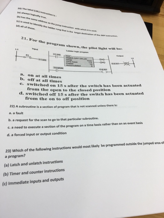 Solved The label (LBL) instruction is always logically