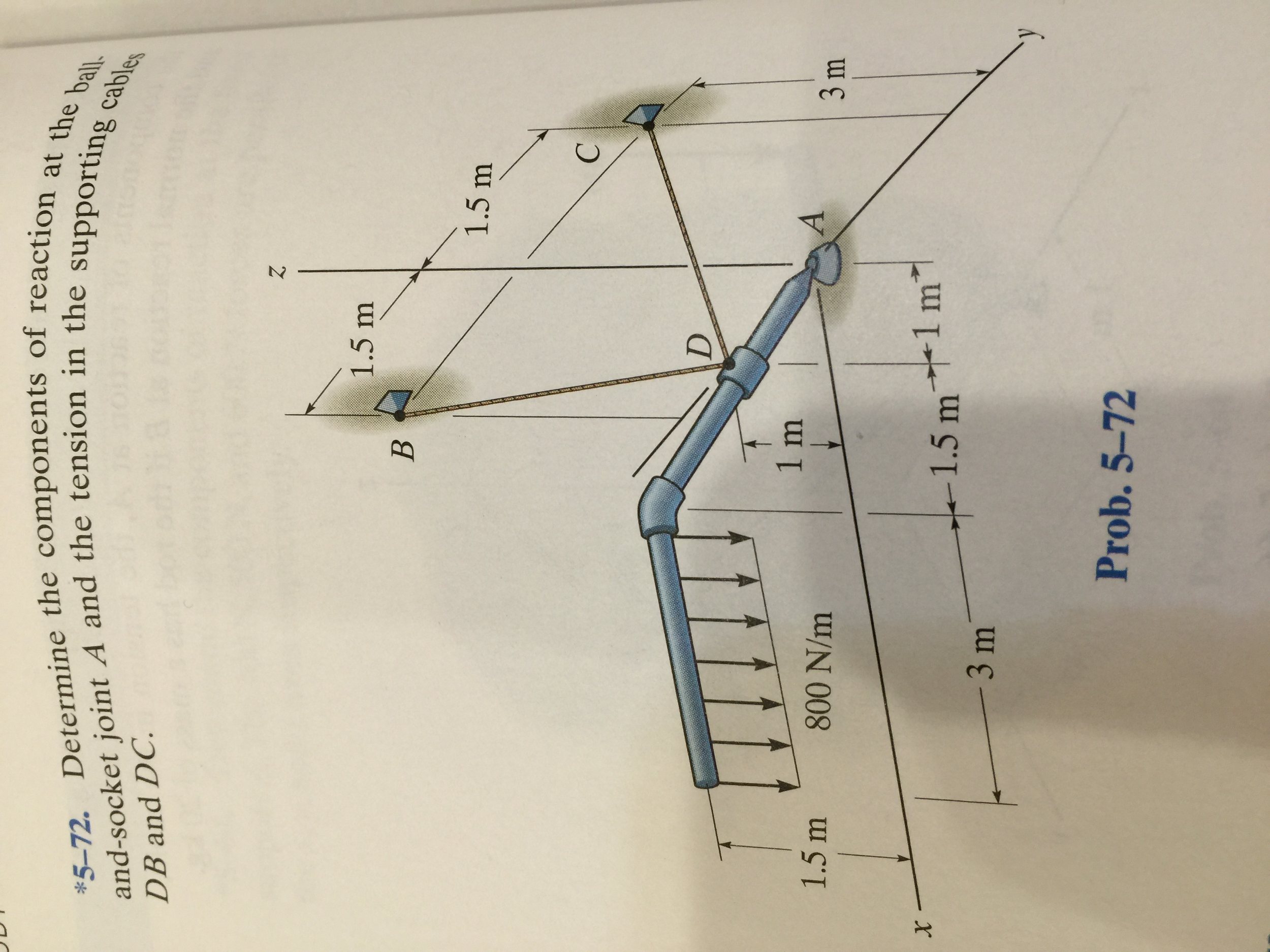 Solved Determine the components of reaction at the ball and