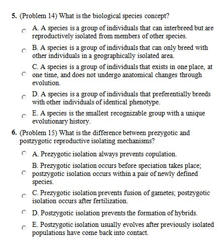 Solved 5. Problem 14 What Is The Biological Species Concept? | Chegg.com