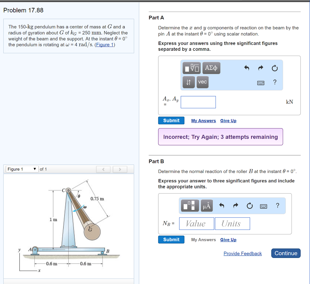 Solved Problem 17.88 Part A The 150-kg pendulum has a center | Chegg.com