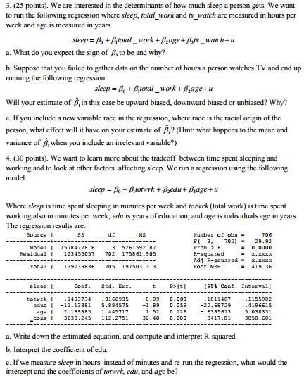 Solved 3. (25 points). We are interested in the determinants | Chegg.com