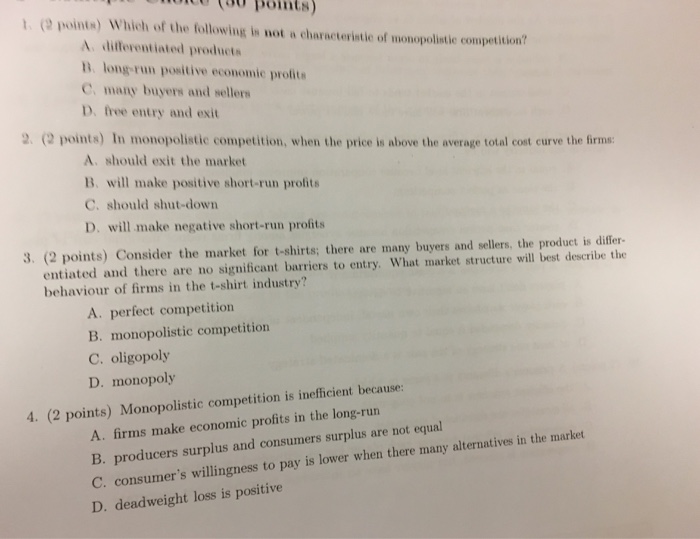 Solved Which of the following is not a characteristic of