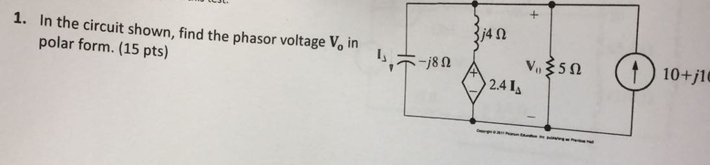 Solved 1. In the circuit shown, find the phasor voltage Vo | Chegg.com