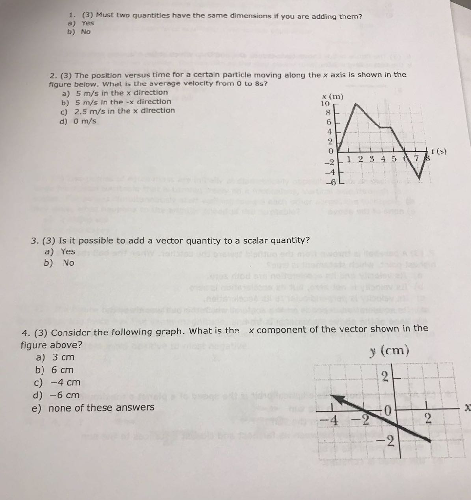 Solved 1. (3) Must two quantities have the same dimensions | Chegg.com