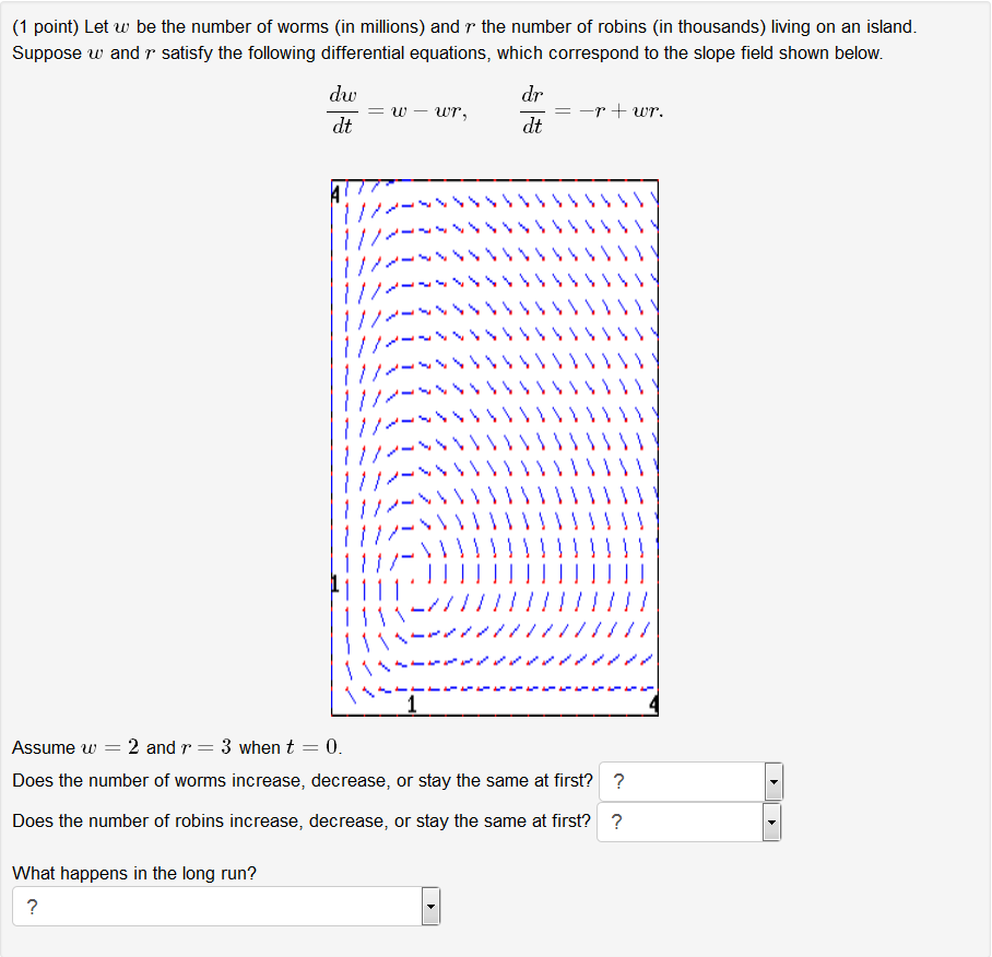 Solved Let w be the number of worms (in millions) and r the | Chegg.com