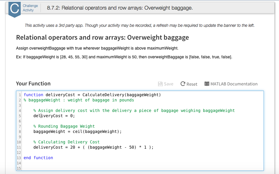 Solved Challenge 8.7.2 Relational operators and row arrays