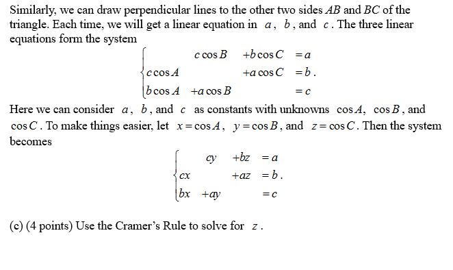 Solved 3. The following is the diagram of a triangle with | Chegg.com