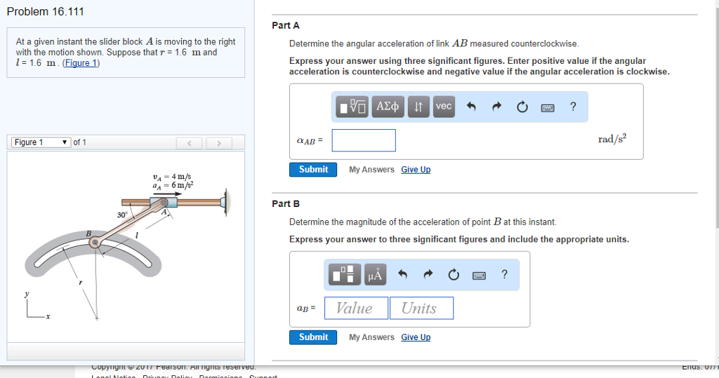 Solved Problem 16.111 Part A At a given instant the slider | Chegg.com