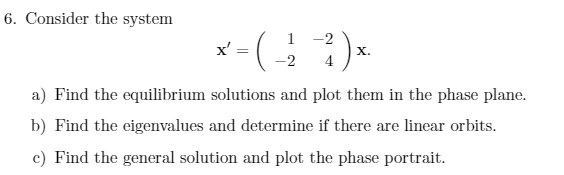 Solved Consider the system a) Find the equilibrium | Chegg.com
