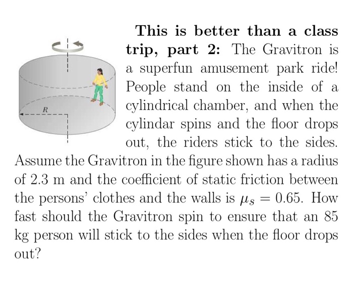 Solved The Gravitron is a superfun amusement park ride!