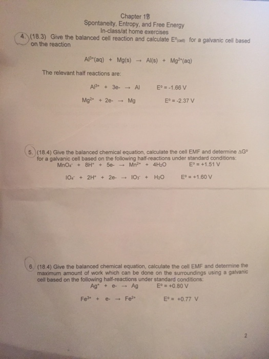 Solved Chapter 18 Spontaneity, Entropy, and Free Energy | Chegg.com