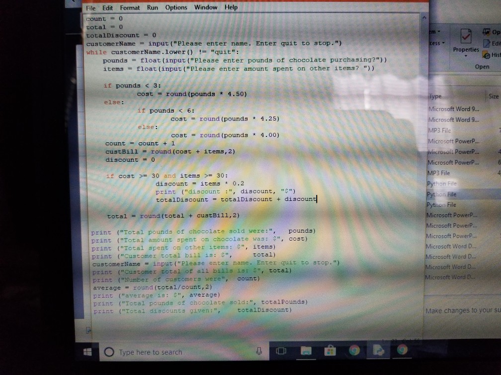 Solved Working on Python program and this is the code. When | Chegg.com